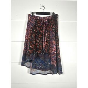 Maeve x Anrthopologie faux wrap skirt knit high-low womens medium boho midi